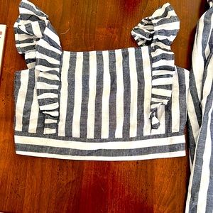 SHEIN girls ruffle armhole striped top and tie waist paints set!!!